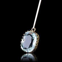 Load image into Gallery viewer, Antique Edwardian Aquamarine Necklace Lavalier Double Drop Design 9ct Gold - c.1900
