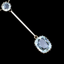 Load image into Gallery viewer, Antique Edwardian Aquamarine Necklace Lavalier Double Drop Design 9ct Gold - c.1900
