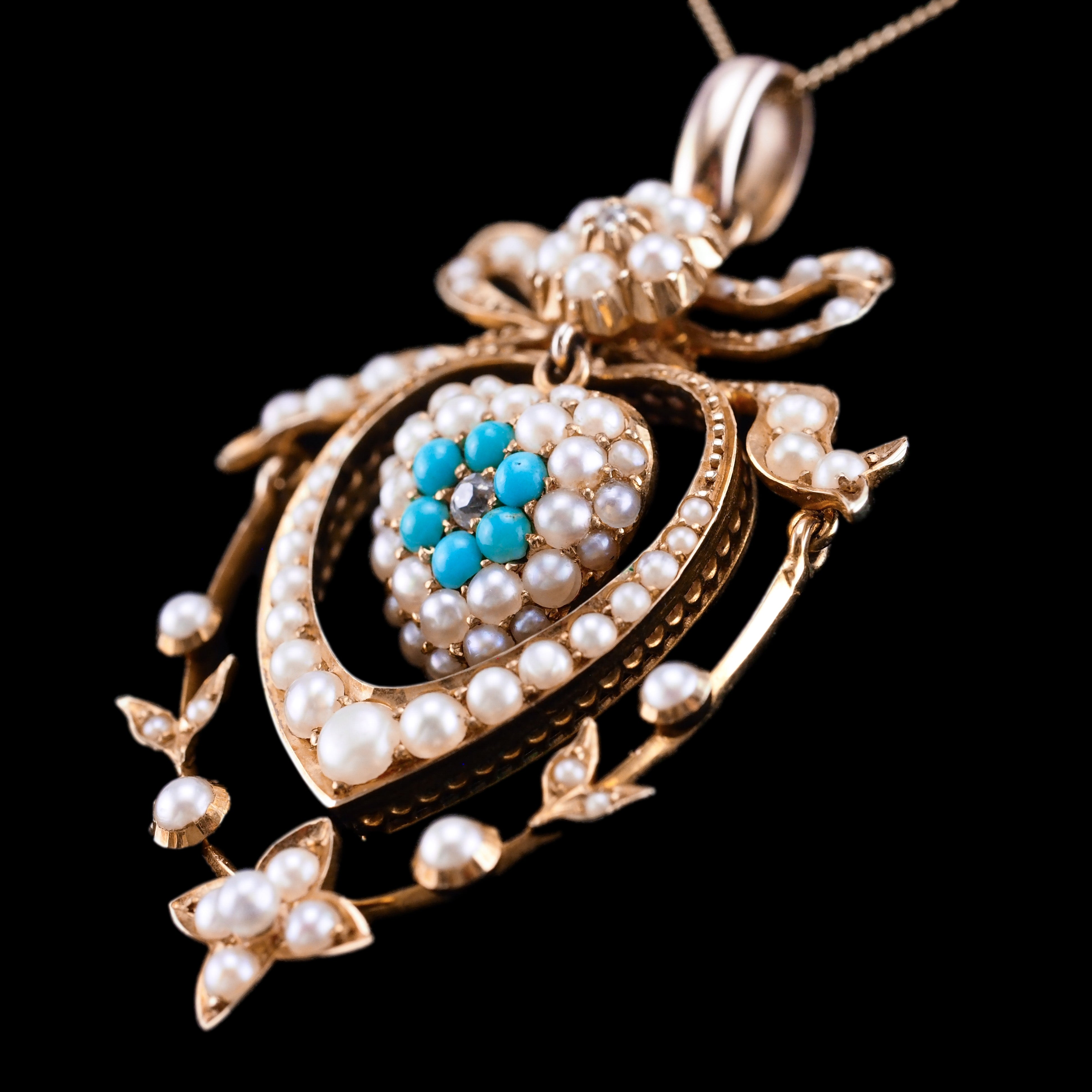 Turquoise and hot sale pearl pendant