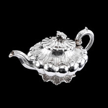 Load image into Gallery viewer, Antique Georgian Solid Silver Teapot &#39;Melon Shape&#39; Sea Spume and Acanthus - Barnards 1830
