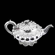 Load image into Gallery viewer, Antique Georgian Solid Silver Teapot &#39;Melon Shape&#39; Sea Spume and Acanthus - Barnards 1830
