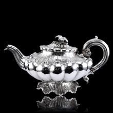 Load image into Gallery viewer, Antique Georgian Solid Silver Teapot &#39;Melon Shape&#39; Sea Spume and Acanthus - Barnards 1830
