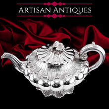 Load image into Gallery viewer, Antique Georgian Solid Silver Teapot &#39;Melon Shape&#39; Sea Spume and Acanthus - Barnards 1830
