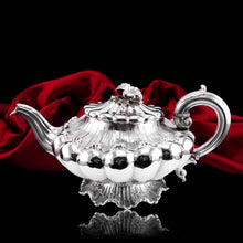 Load image into Gallery viewer, Antique Georgian Solid Silver Teapot &#39;Melon Shape&#39; Sea Spume and Acanthus - Barnards 1830
