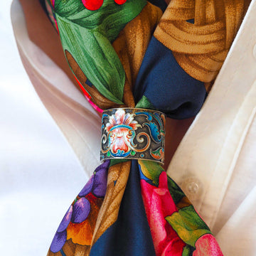 Antique Russian Silver Cloisonne Enamel Scarf/Napkin Ring - c.1900 For Sale  at 1stDibs
