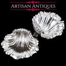 Load image into Gallery viewer, Antique Solid Silver Shell Salt/Butter Dishes Pair in Marvellous Cast Form - Mary Sibley &amp; Richard Sibley 1838
