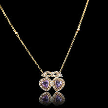 Load image into Gallery viewer, Antique Edwardian Heart Necklace Amethyst &amp; Seed Pearl 9K Gold - c.1910
