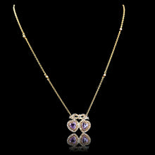 Load image into Gallery viewer, Antique Edwardian Heart Necklace Amethyst &amp; Seed Pearl 9K Gold - c.1910
