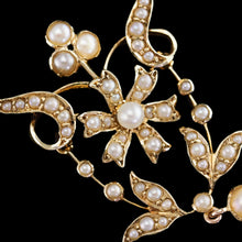 Load image into Gallery viewer, Antique Victorian/Edwardian Pearl Necklace 14K Gold Flower Design - c.1900
