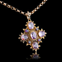 Load image into Gallery viewer, Antique Georgian 18K Gold Amethyst Pendant Necklace Cannetille - c.1820
