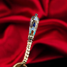 Load image into Gallery viewer, Antique Imperial Russian Solid Silver Caddy Spoon Cloisonne Enamel - Gustav Klingert 1891

