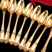 Load image into Gallery viewer, Antique French Solid Silver Gilt Vermeil Teaspoon, Tongs &amp; Strainer Set - Philippe Berthier Paris c.1845.
