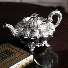 Load image into Gallery viewer, Antique Georgian Solid Silver Teapot &#39;Melon&#39; Shape Acanthus Design - Barnard 1835
