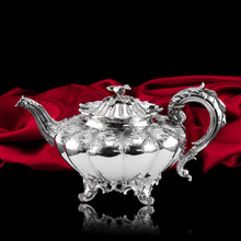 Load image into Gallery viewer, Antique Georgian Solid Silver Teapot &#39;Melon&#39; Shape Acanthus Design - Barnard 1835
