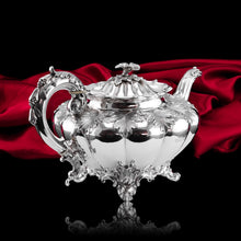 Load image into Gallery viewer, Antique Georgian Solid Silver Teapot &#39;Melon&#39; Shape Acanthus Design - Barnard 1835
