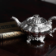 Load image into Gallery viewer, Antique Georgian Solid Silver Teapot &#39;Melon&#39; Shape Acanthus Design - Barnard 1835
