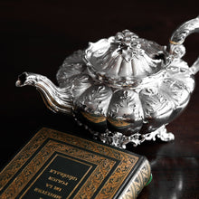 Load image into Gallery viewer, Antique Georgian Solid Silver Teapot &#39;Melon&#39; Shape Acanthus Design - Barnard 1835
