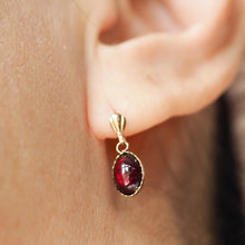 Load image into Gallery viewer, Vintage Garnet Cabochon Earrings 9K Gold
