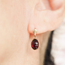 Load image into Gallery viewer, Vintage Garnet Cabochon Earrings 9K Gold
