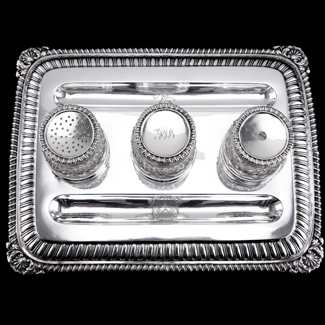 A Magnificent Large (1kg+) Antique Georgian Solid Silver Inkstand Regency Design - London 1813