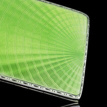 Load image into Gallery viewer, Sterling Silver Cigarette Case with Green Sunburst Enamel Guilloche - Joseph Gloster 1933
