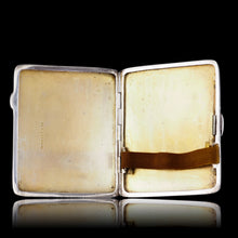 Load image into Gallery viewer, Sterling Silver Cigarette Case with Green Sunburst Enamel Guilloche - Joseph Gloster 1933
