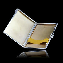 Load image into Gallery viewer, Sterling Silver Cigarette Case with Green Sunburst Enamel Guilloche - Walker &amp; Hall 1937
