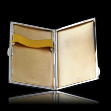 Load image into Gallery viewer, Sterling Silver Cigarette Case with Green Sunburst Enamel Guilloche - Walker &amp; Hall 1937
