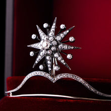 Load image into Gallery viewer, Spectacular Antique Victorian Diamond Tiara with Diamond Star - c.1890
