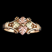 Load image into Gallery viewer, Tri-Colour Gold Ring with Foliate Motifs 9K Gold
