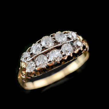 Antique Victorian 18K Gold Diamond Ring Old Cut Two Row Boat-Shaped - –  Artisan Antiques