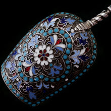 Load image into Gallery viewer, Antique Imperial Russian Solid Silver Enamel Cloisonne Caddy Spoon - Gustav Klingert 1891
